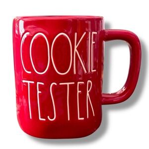 NEW Rae Dunn Artisan Collection Glossy Christmas Red “COOKIE TESTER” Mug